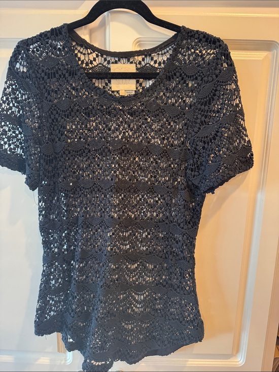 Chaser Tops - Chaser black lace Short-Sleeve Top